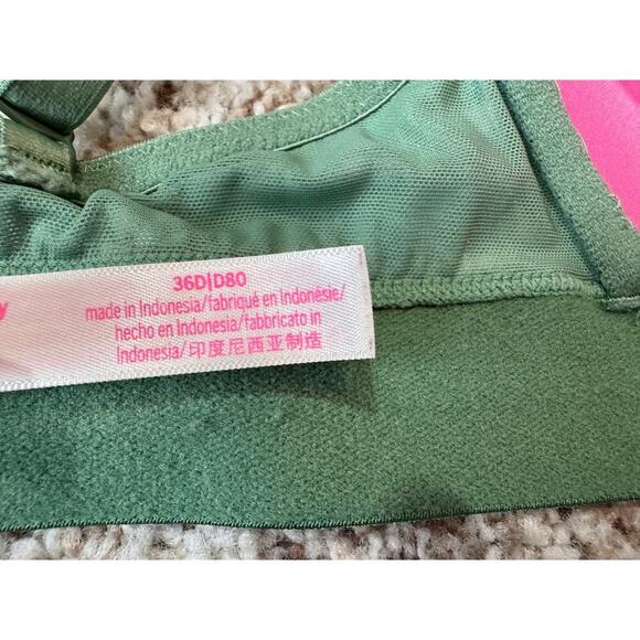 Victoria's Secret PINK Women's Bra size 36D; green with Flowers, no underwire - Picture 4 of 6